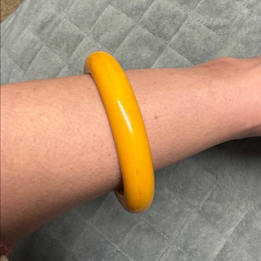 Vintage Plastic Bangle Bracelet, Golden Yellow, Retro, Boho